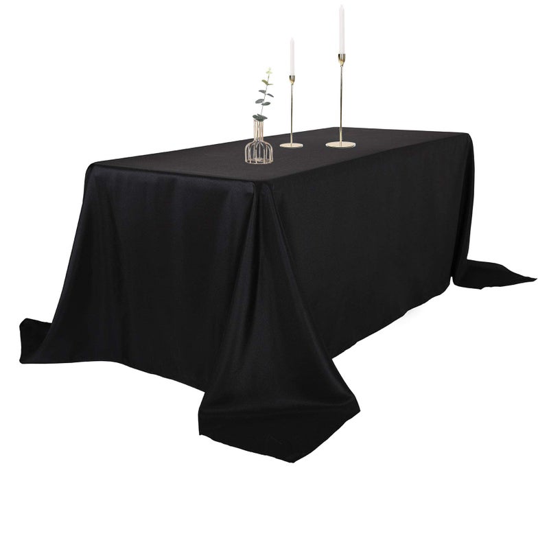Ascoza 2pack 90x156 Inch Black Rectangular Tablecloth 8 Feet Table Cloth in Polyester Fabric for Wedding/Banquet/Restaurant/Parties - Image 1